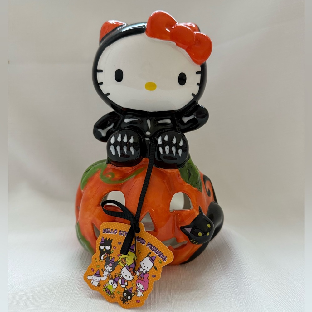 HELLO KITTY x BLUE SKY Halloween Skeleton Jack O Lantern Tea Light Candle Votive
